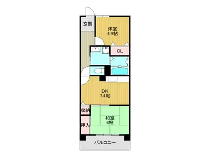 コーシャハイツ森ノ宮(2DK/4階)の間取り写真