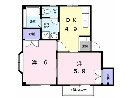 イマージュIII(2DK/2階)の間取り写真