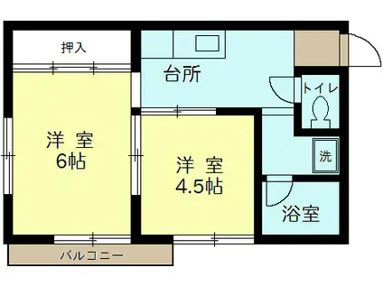 ピュアハウス鎌倉(2K/2階)の間取り写真