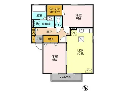 ブレジオ・カーム A(2LDK/2階)の間取り写真