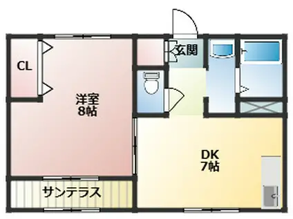 長縄マンション(1DK/4階)の間取り写真