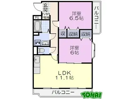 クレスト(2LDK/3階)の間取り写真