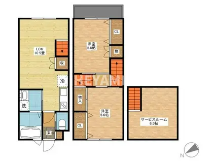 MODERN PALAZZO 戸石A(2SLDK/1階)の間取り写真