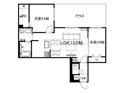 ブランシャール西線11条HD(2LDK/1階)の間取り写真