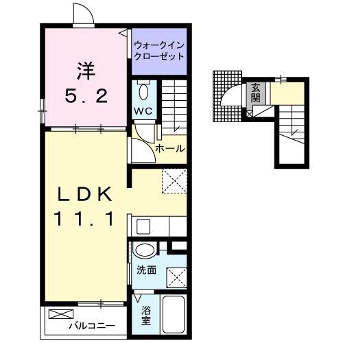 フォルトゥーナ(1LDK/2階)の間取り写真
