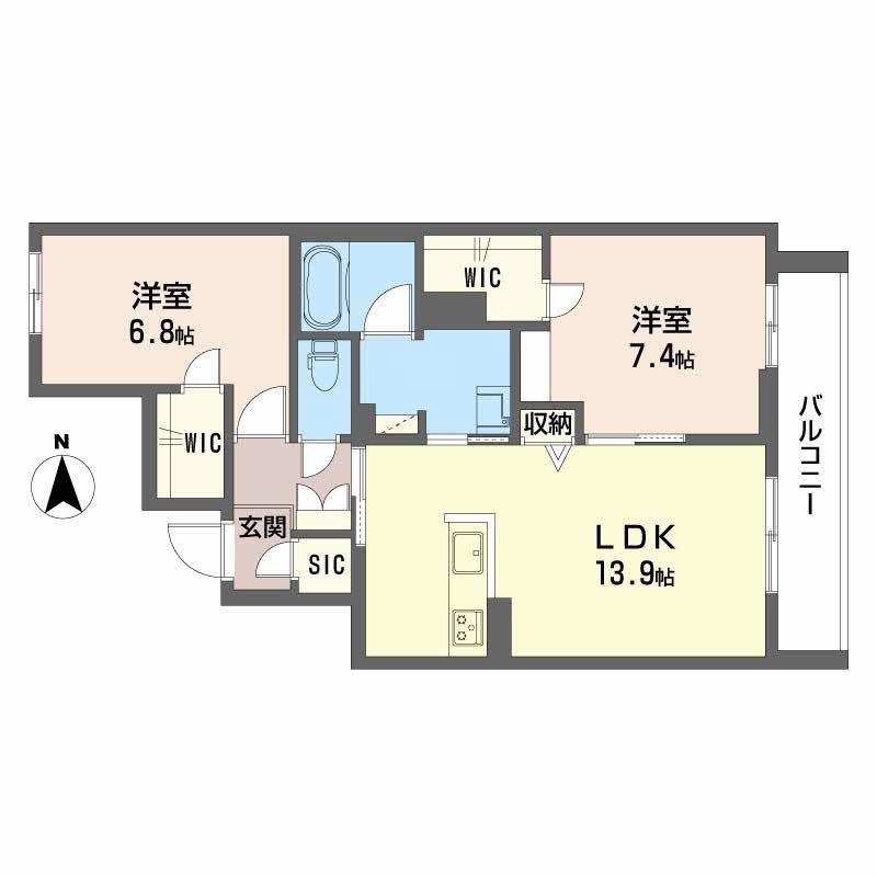 メゾン ソラリス(2LDK/2階)の間取り写真