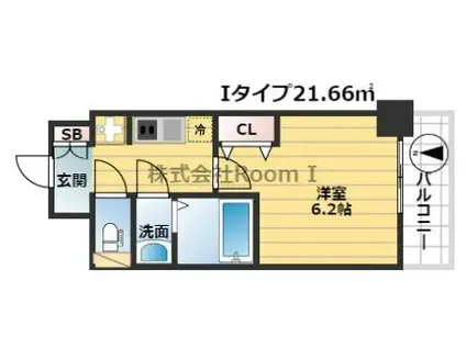 プレサンス上町台夕陽丘(1K/1階)の間取り写真