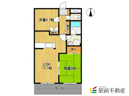 ウエストコート蔵上(2LDK/1階)の間取り写真