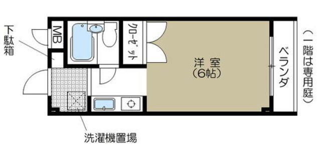 ジュネス書写(ワンルーム/2階)の間取り写真
