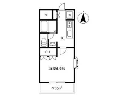 グランセ田宮II(1K/2階)の間取り写真