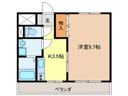 グリーンヒルズ(1K/1階)の間取り写真