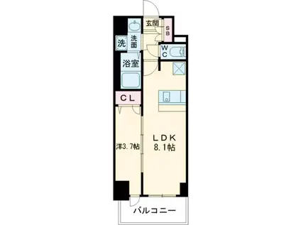 メイクスデザイン名駅南(1LDK/3階)の間取り写真