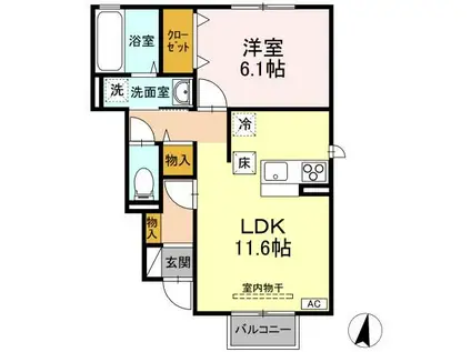 サニーハイムIII(1LDK/1階)の間取り写真