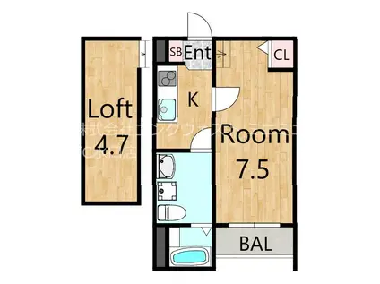 SAUTILLE(1K/1階)の間取り写真