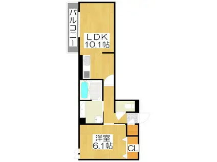 D-ROOM SAGARIMATSU(1LDK/2階)の間取り写真