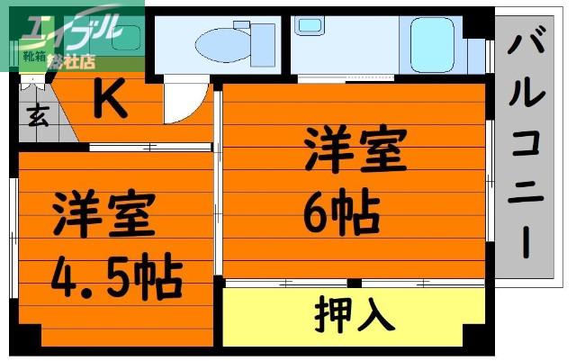 ソラーナ川辺 II(2K/3階)の間取り写真