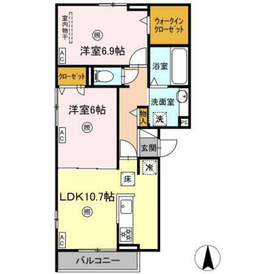 エマーブルMグラン I棟(2LDK/1階)の間取り写真