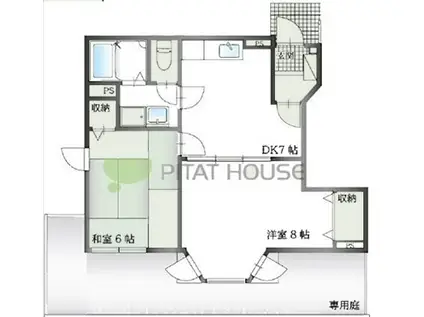 トゥー・ル・モンドS(2DK/1階)の間取り写真