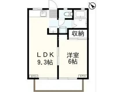 パナハイツT&K(1LDK/2階)の間取り写真