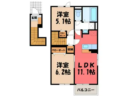 フルール・ド・リス II(2LDK/2階)の間取り写真
