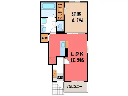 グレイスパークI(1LDK/1階)の間取り写真