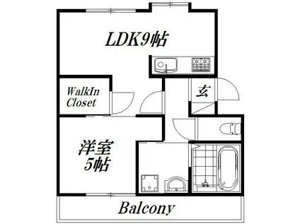 CECILIA(1LDK/1階)の間取り写真