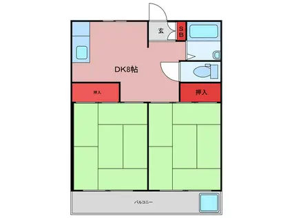 リレイジ毛呂山(2DK/1階)の間取り写真