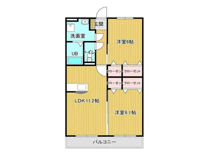 RSRレジデンス中津(2LDK/5階)の間取り写真