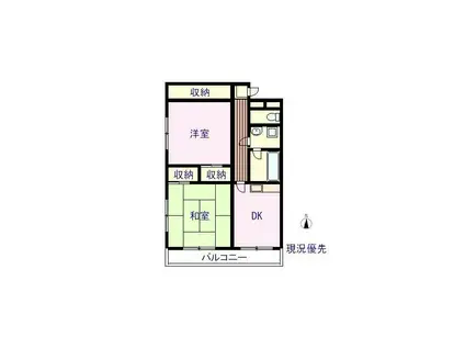 ピースタウンフロンティア(2DK/2階)の間取り写真