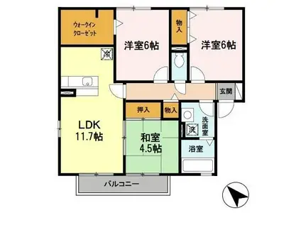 ハッピーロード佐土(3LDK/2階)の間取り写真