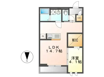 セントラルガーデン名駅東(1LDK/2階)の間取り写真