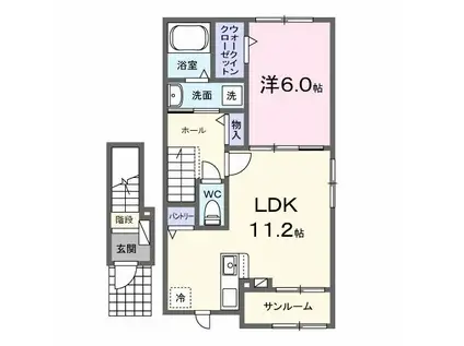 ル・グラン太田 II(1LDK/2階)の間取り写真