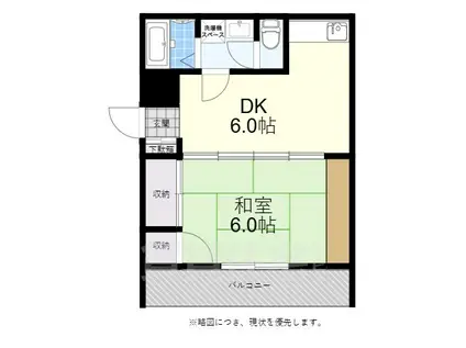 ルービンス観音Ⅱ(1DK/1階)の間取り写真