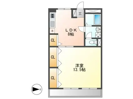 ヨイマンション(1LDK/3階)の間取り写真