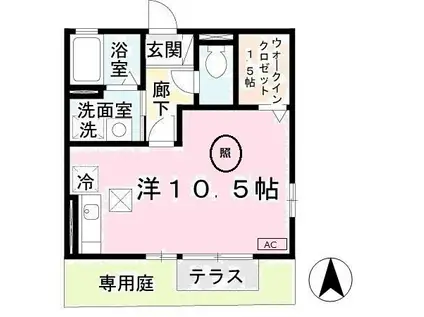 エクセルハイム(ワンルーム/1階)の間取り写真