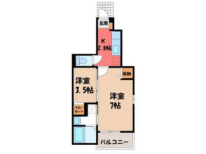 ラ・ネージュ II(2K/1階)の間取り写真