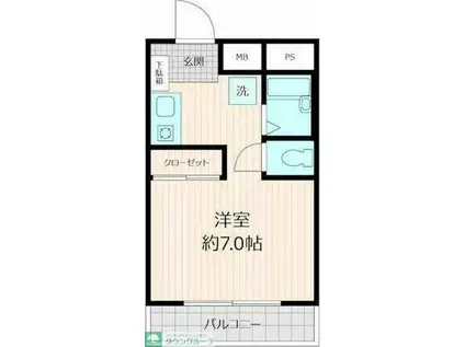 エコーバレー関口(ワンルーム/1階)の間取り写真