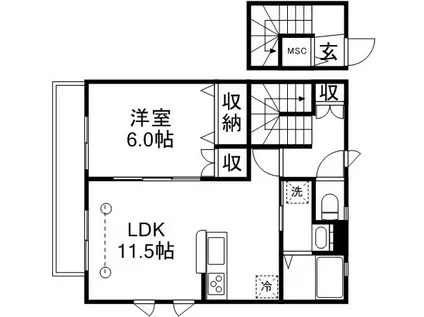 MAISON CLOUD I (1LDK/2階)の間取り写真
