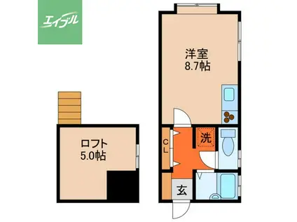 ゆたりハイツ(ワンルーム/2階)の間取り写真