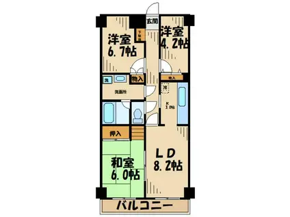 ニューリバーコート(3LDK/5階)の間取り写真