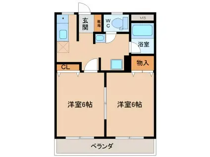 メゾンドカルム(2K/2階)の間取り写真