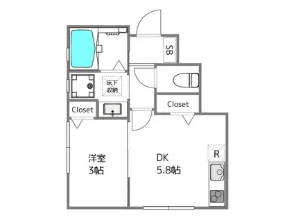 MKS世田谷赤堤(1DK/1階)の間取り写真
