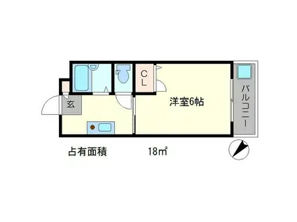 ハイツ北泉(1K/3階)の間取り写真