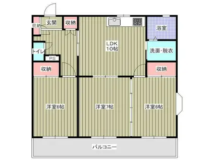 ロイヤルプラザ高田(3LDK/3階)の間取り写真