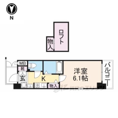 エステムコート京都烏丸Ⅱ(1K/9階)の間取り写真