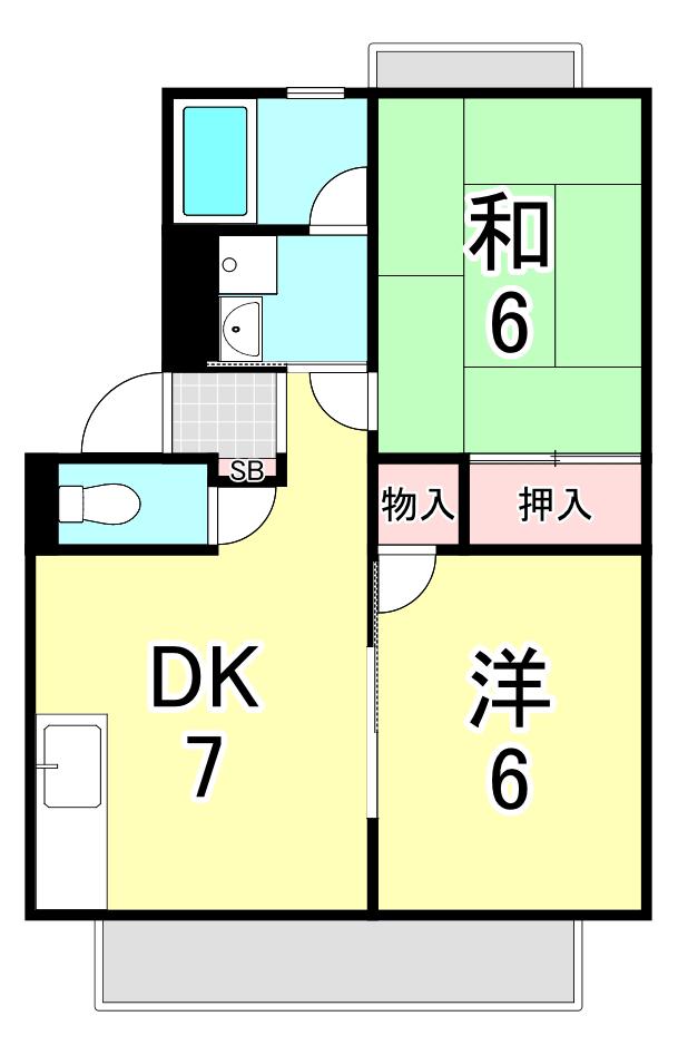 コートビレジ2(2DK/2階)の間取り写真