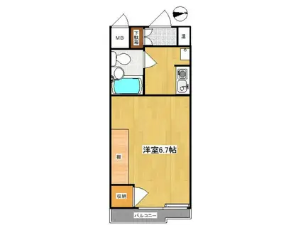 ローラン姪浜II(ワンルーム/2階)の間取り写真