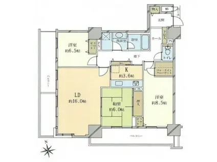 セントラルガーデンタワー(3LDK/26階)の間取り写真