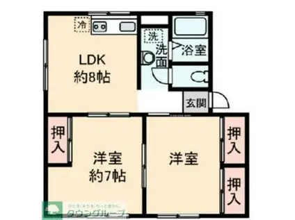 コンフォートA(2DK/1階)の間取り写真