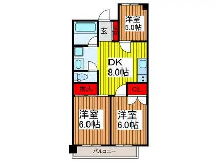 ニューハイツ北浦和(3DK/5階)の間取り写真